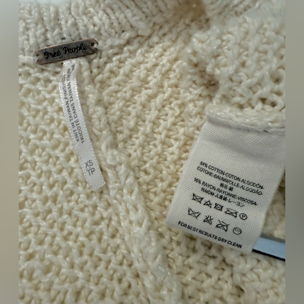Free People Cream Open-Front Knit Cardigan - Picture 14 of 16